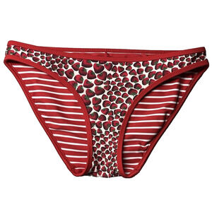 J Crew Bikini Bottom Womens XXS Vintage Red Strawberry Bottoms 90s Reversible